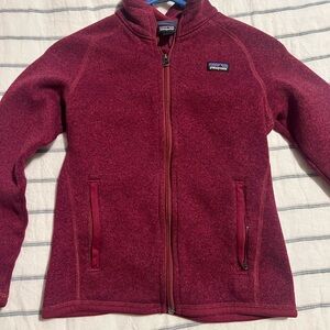 Patagonia Kids' burgundy/maroon sweater zip up jacket